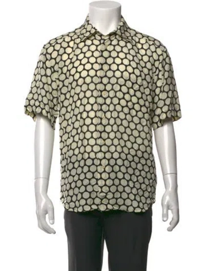 Pre-owned Sandro Polka Dot Print Short Sleeve Shirt In Neutrals