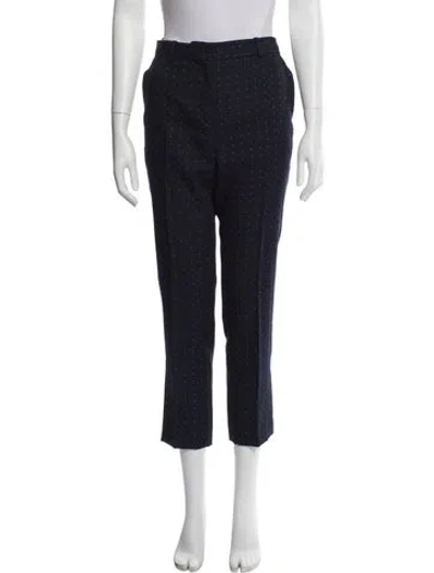 Pre-owned Sandro Polka Dot Print Straight Leg Pants In Blue