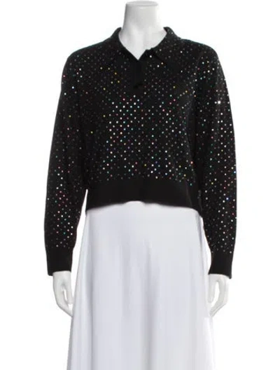 Pre-owned Sandro Polka Dot Print Sweater In Black