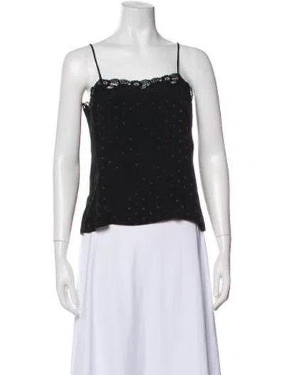 Pre-owned Sandro Polka Dot Print V-neck Top In Black