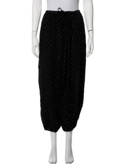 Pre-owned Sandro Polka Dot Print Wide Leg Pants In Black