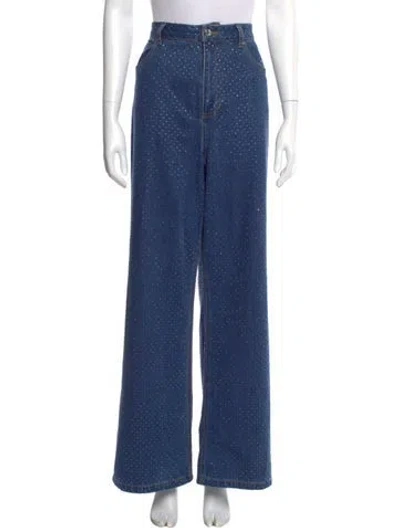 Pre-owned Sandro Polka Dot Print Wide Leg Pants In Blue