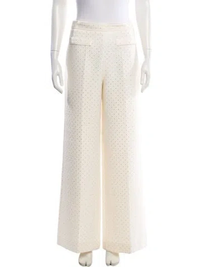Pre-owned Sandro Polka Dot Print Wide Leg Pants In Neutral