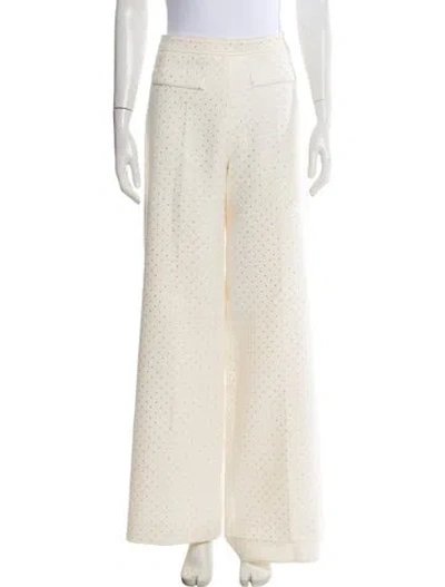 Pre-owned Sandro Polka Dot Print Wide Leg Pants In Neutral
