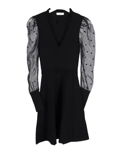 Sandro Polka Dot Sheer Sleeve In Black Cotton