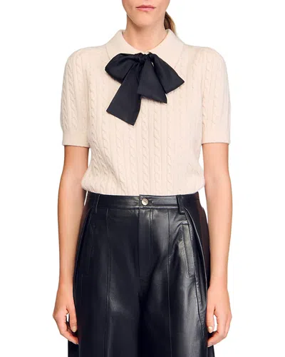 Sandro Polo Neck Knit Sweater In White