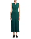 Sandro Womens Polo-collar Button-down Stretch-knit Midi Dress Dark Green In Green
