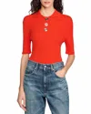 Sandro Ory Ribbed Polo Sweater In Poppy