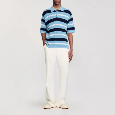 Sandro Polo Rayé En Maille In Multi