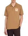 Sandro Polo Shirt With Flower Patch In Nut