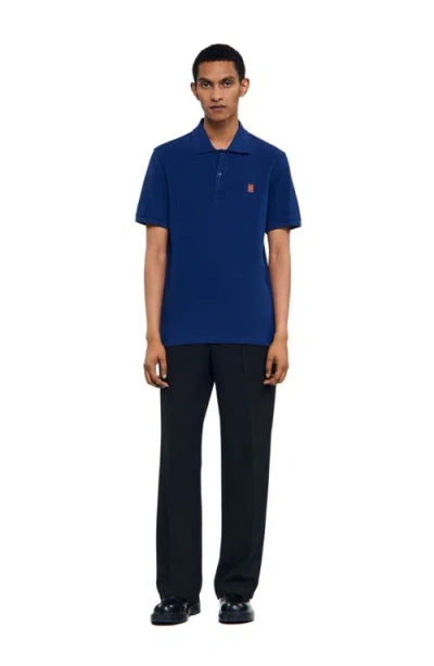 Sandro Polo Shirt With Leather Logo