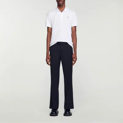 Sandro Polo Shirt With Square Cross Patch In White