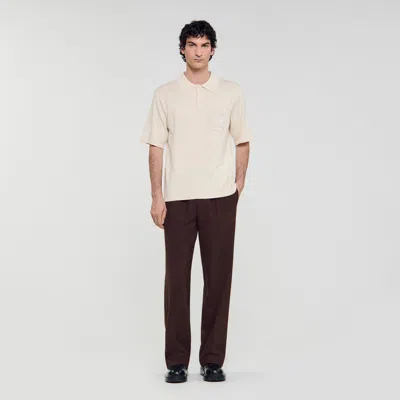 Sandro Polo With Rope Embroidery In Yellow