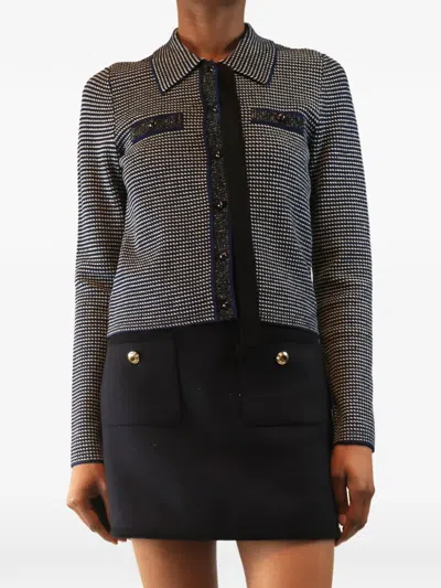 Pre-owned Sandro Polo-collar Cardigan In Black