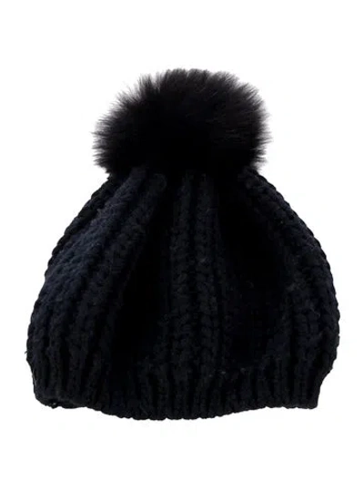 Pre-owned Sandro Pom Pom Knit Beanie In Black/blue