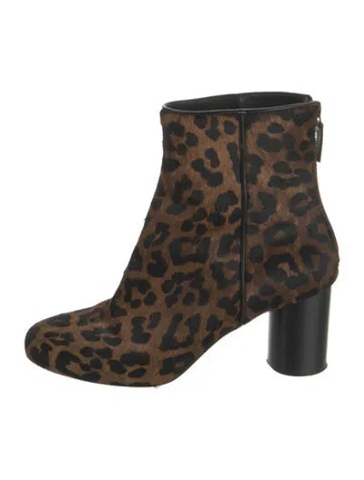 Pre-owned Sandro Ponyhair Animal Print Boots In Neutrals