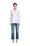 Sandro Womens Tie-front Long-sleeved Cotton Shirt Naturels In White