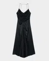 Sandro Pralisse Ruched Maxi Dress In Navy Blue