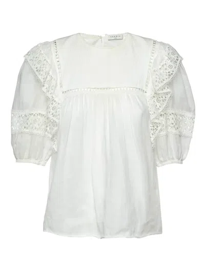 Pre-owned Sandro  Ruffled Lace-trim Blouse