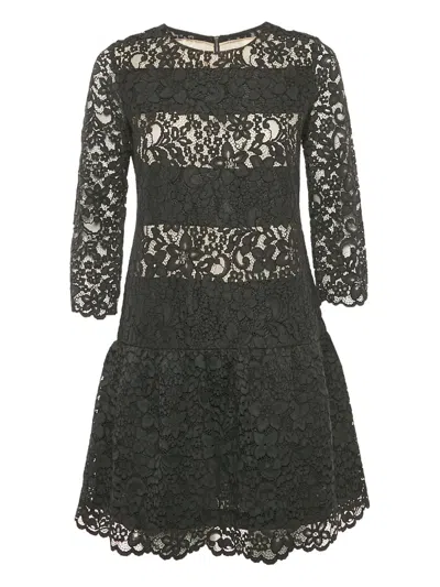 Pre-owned Sandro  Lace Pleated Dress In Black