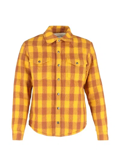 Pre-owned Sandro Press-stud Checked Shirt In Yellow