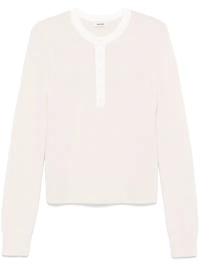 Sandro Press-stud Placket Sweater In Neutrals