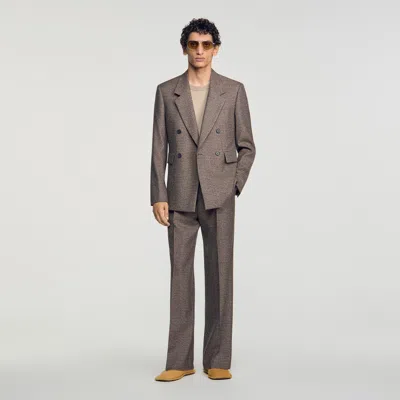Sandro Prince Of Wales Check Jacket In Brown