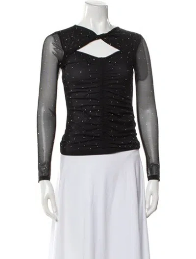 Pre-owned Sandro Printed Asymmetrical Top In Gray