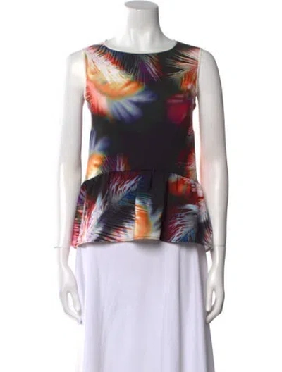 Pre-owned Sandro Printed Bateau Neckline Blouse In Black