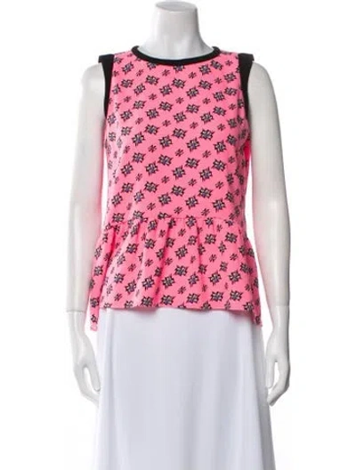 Pre-owned Sandro Printed Bateau Neckline Blouse In Pink