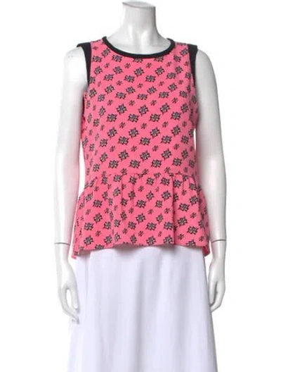 Pre-owned Sandro Printed Bateau Neckline Top In Pink