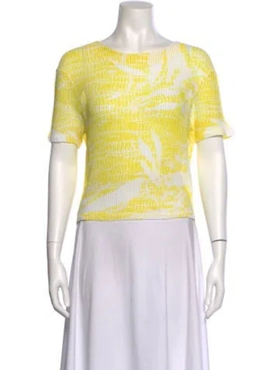 Pre-owned Sandro Printed Bateau Neckline T-shirt In Yellow