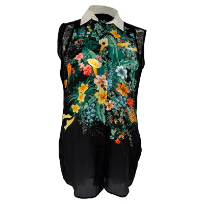 Sandro Printed Blouse In Black Polyamide