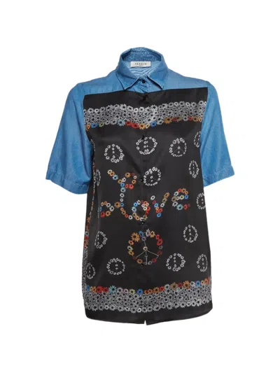 Pre-owned Sandro Printed Chambray Shirt In Black