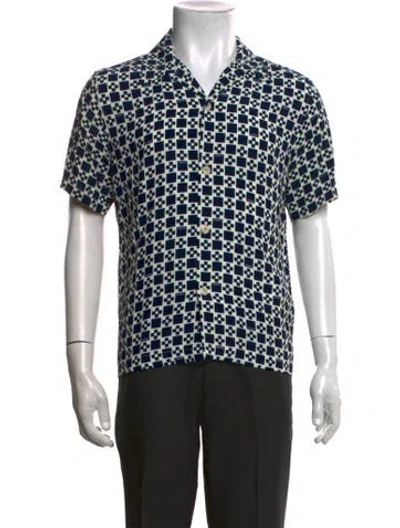 Pre-owned Sandro Printed Collar Polo Shirt In Blue