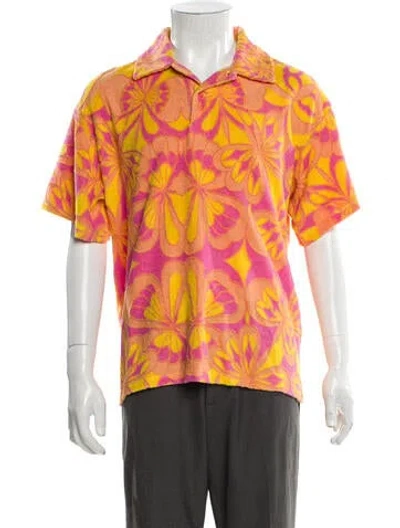 Pre-owned Sandro Printed Collar Polo Shirt W/ Tags In Orange