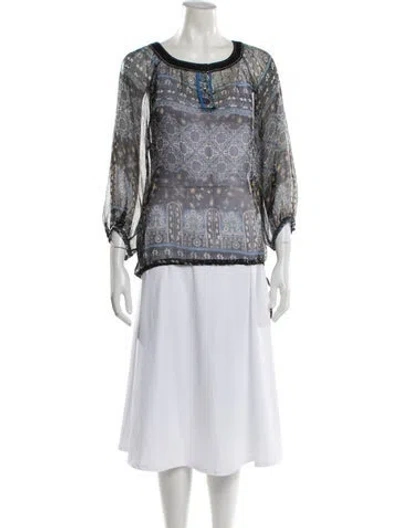 Pre-owned Sandro Printed Crew Neck Blouse In Multi