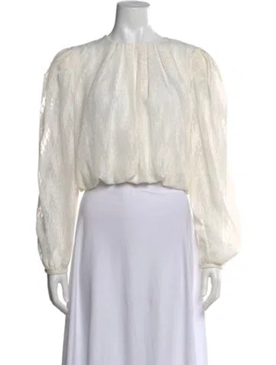 Pre-owned Sandro Printed Crew Neck Blouse W/ Tags In Neutral