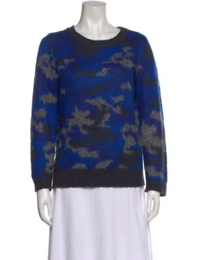 Pre-owned Sandro Printed Crew Neck Sweater In Blue