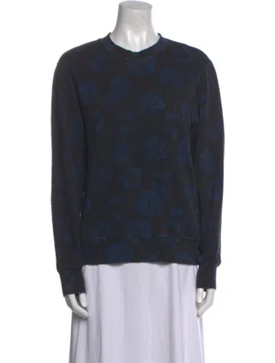 Pre-owned Sandro Printed Crew Neck Sweater In Blue