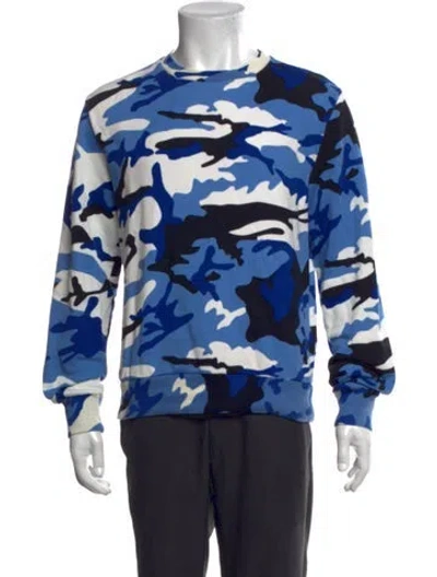Pre-owned Sandro Printed Crew Neck Sweatshirt In Blue