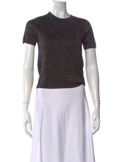 Pre-owned Sandro Printed Crew Neck Top In Black