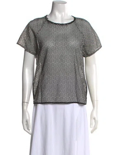 Pre-owned Sandro Printed Crew Neck Top In Black/white