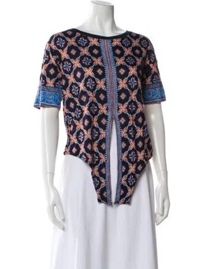 Pre-owned Sandro Printed Crew Neck Top In Multi