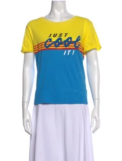 Pre-owned Sandro Printed Crew Neck T-shirt In Blue