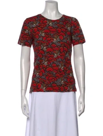 Pre-owned Sandro Printed Crew Neck T-shirt In Red