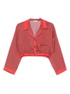 Sandro Printed Cropped Shirt In Orange