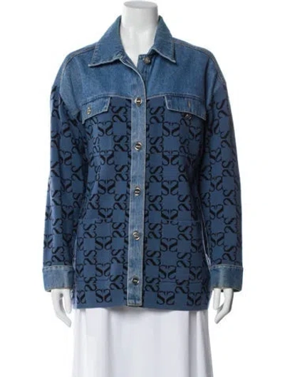 Pre-owned Sandro Printed Denim Jacket In Blue