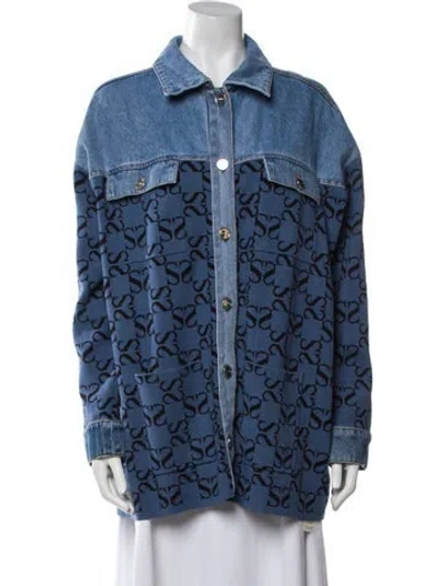 Pre-owned Sandro Printed Denim Jacket In Blue