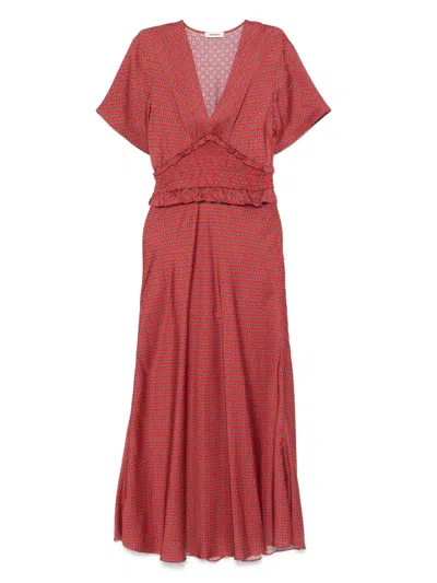 Sandro Printed Dress In Red